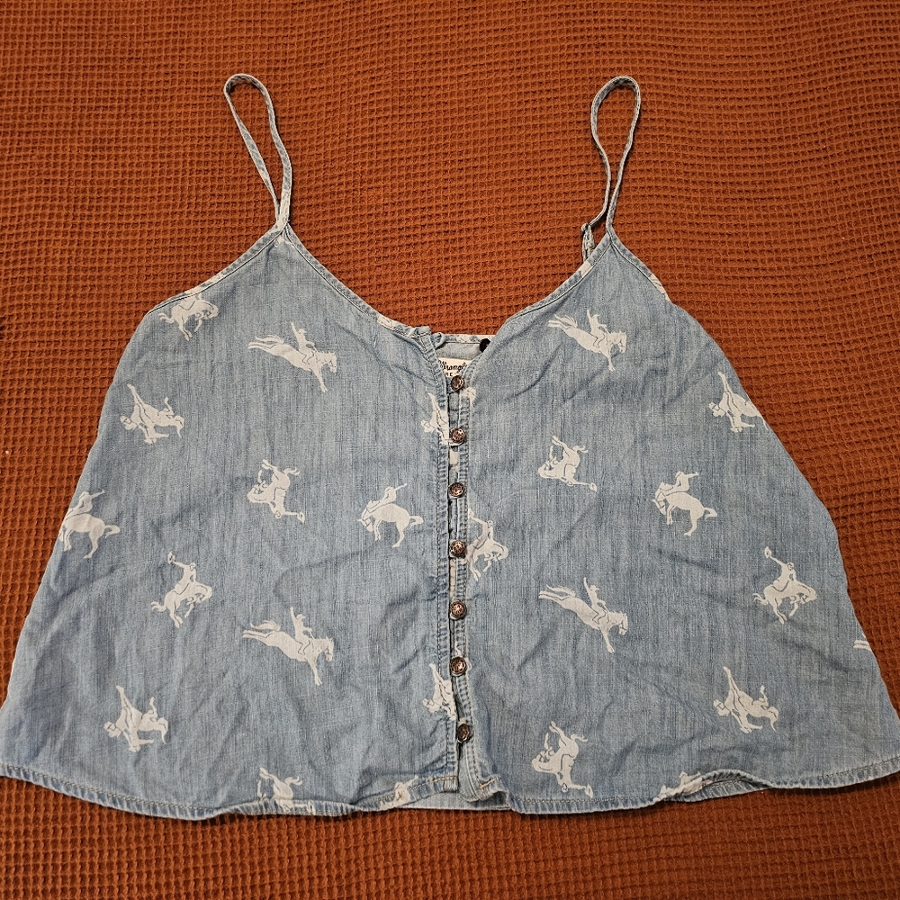 Wrangler Blue Camisole with White Horse Pattern